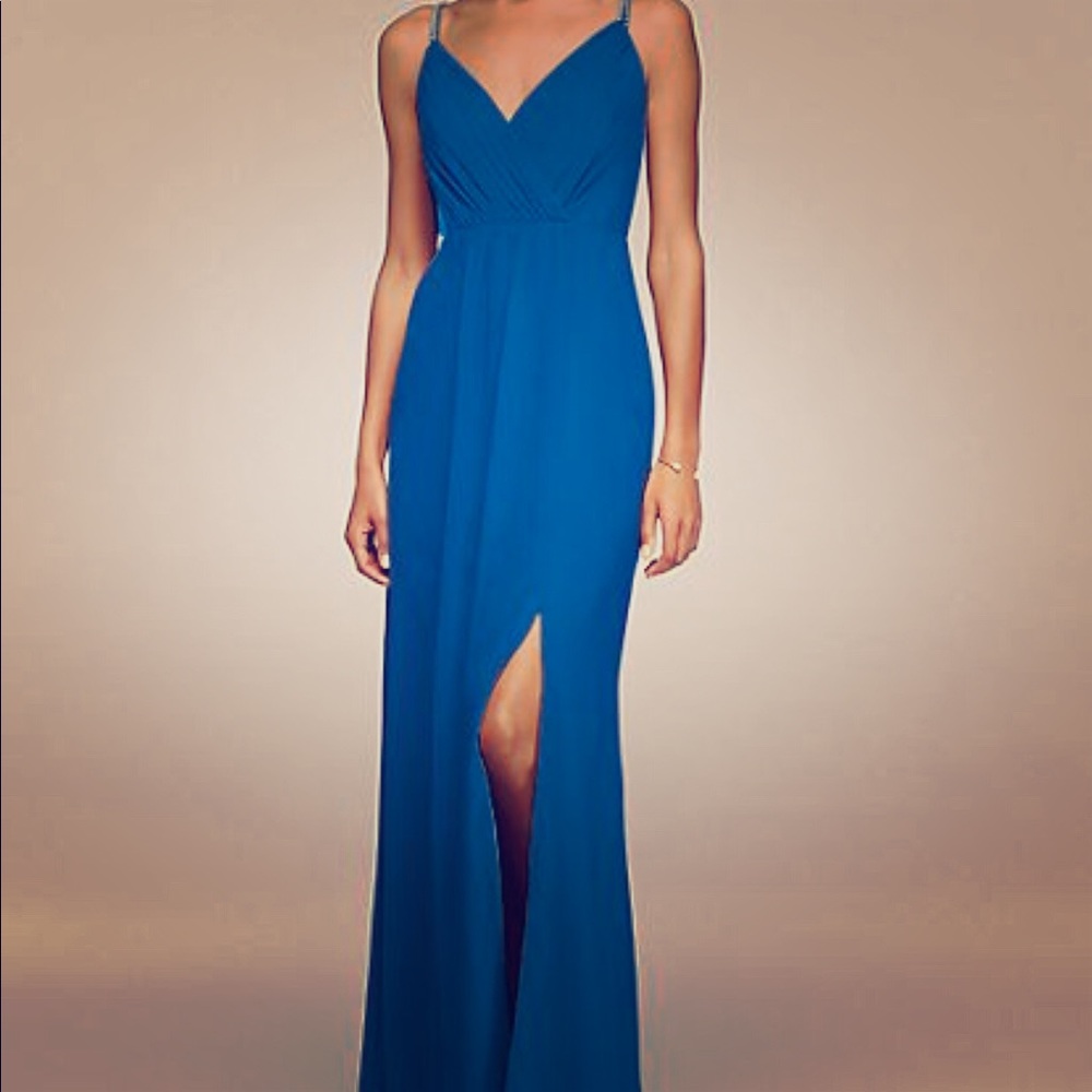 Long Bridesmaid Dress with Beaded Straps